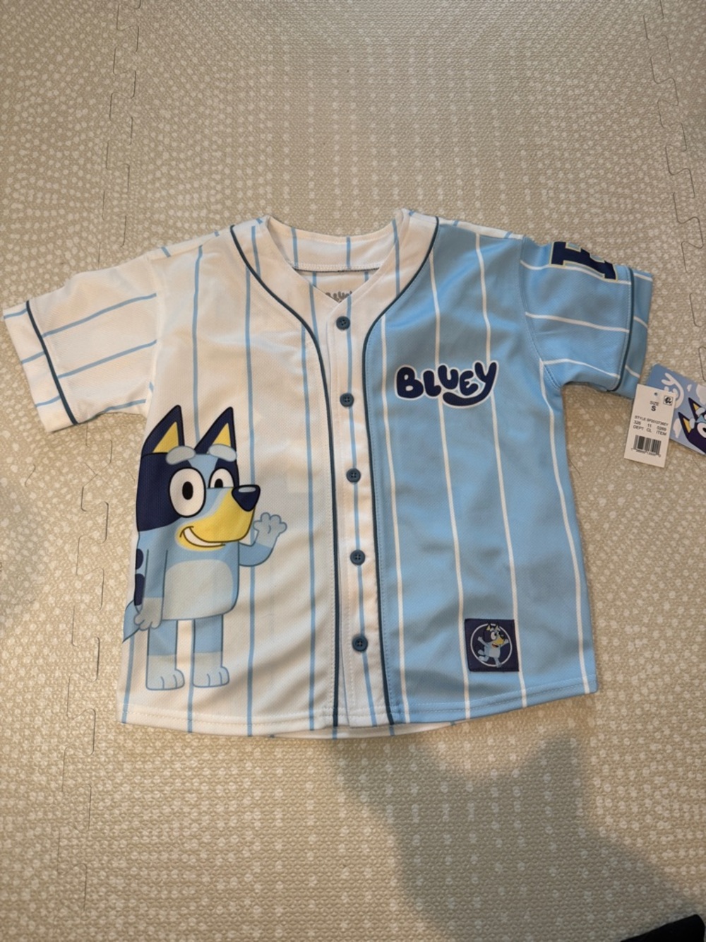 Bluey Boys' Light Blue & White Baseball Jersey Shirt